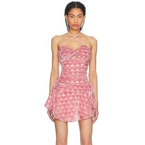 Majorelle pink velvet mini dress size (M)